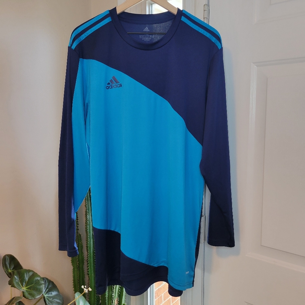 Adidas Squadra 21 Goalkeeper Jersey‎ Navy Blue/Aqua Longsleeve Shirt, Size XL